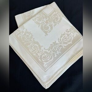 Vintage Kareha Japan Damask Napkins 20” Square Set Of 8 Cream Beige